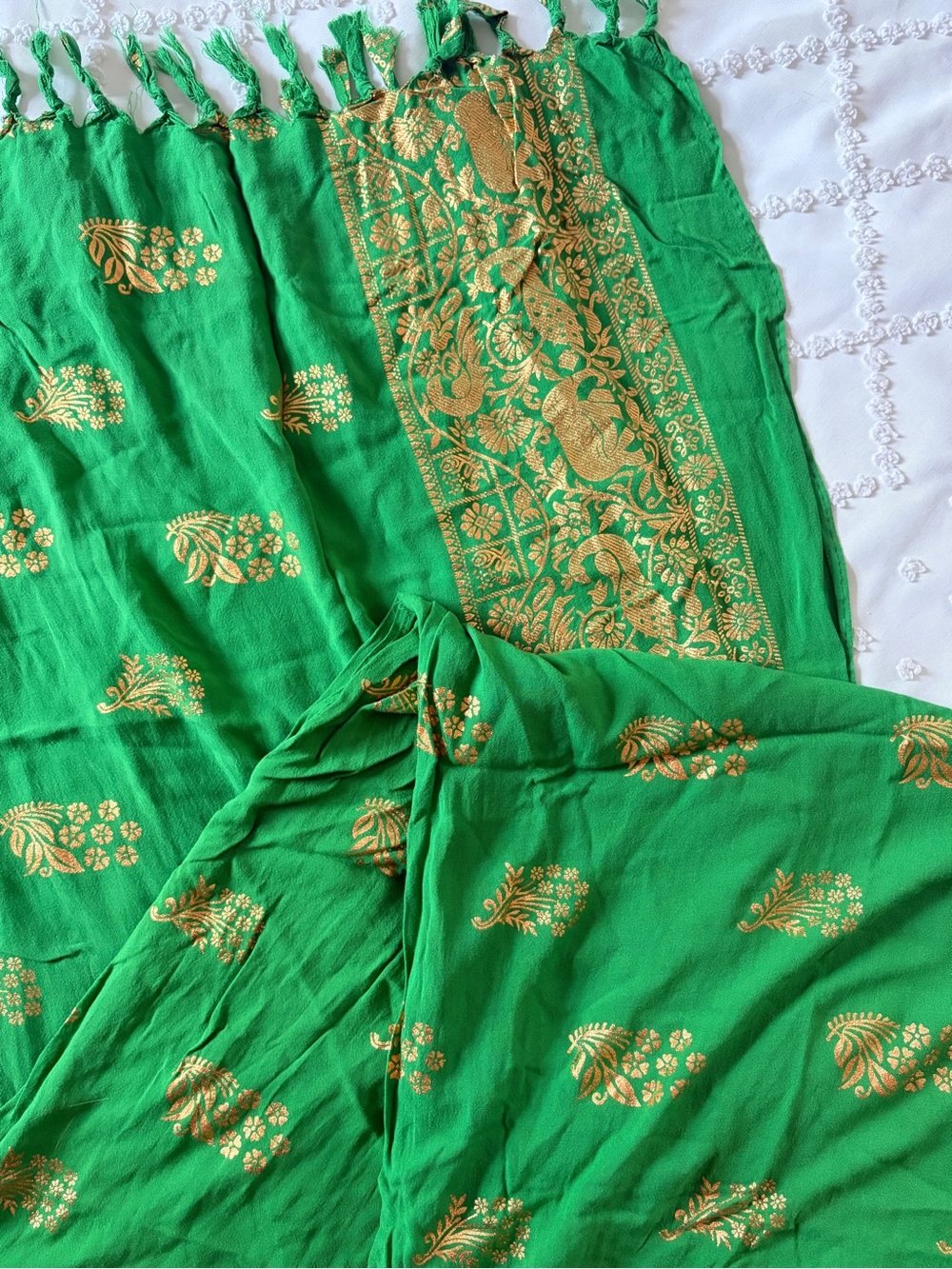 Green with Gold saree